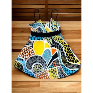 Women’s Philosophy of Paek P.O.P. Short Summer Dress Yellow Orange Blue Lined L